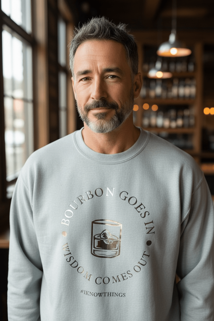 Bourbon Wisdom Crewneck – Vintage Drink Graphic Sweatshirt - SuNise & Co