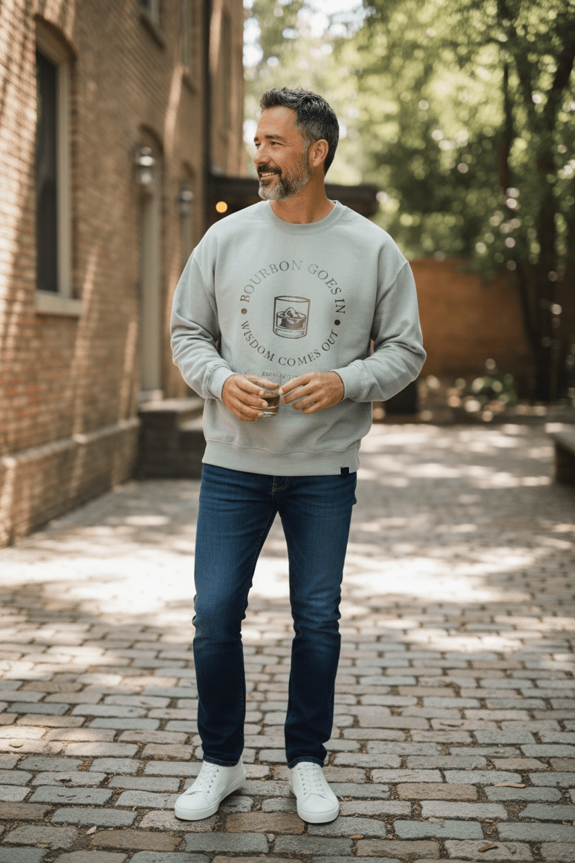 Bourbon Wisdom Crewneck – Vintage Drink Graphic Sweatshirt - SuNise & Co