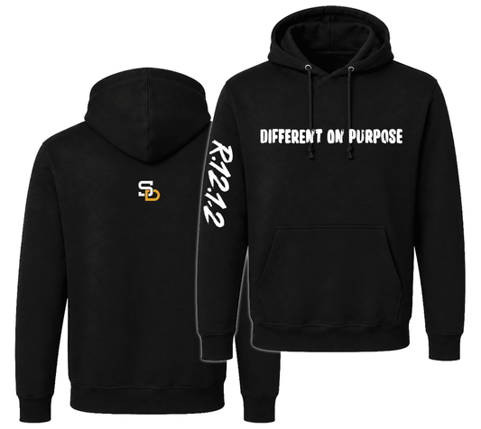 DIFFERENT ON PURPOSE Black Hoodie — R.12.1.2 - SuNise & Co