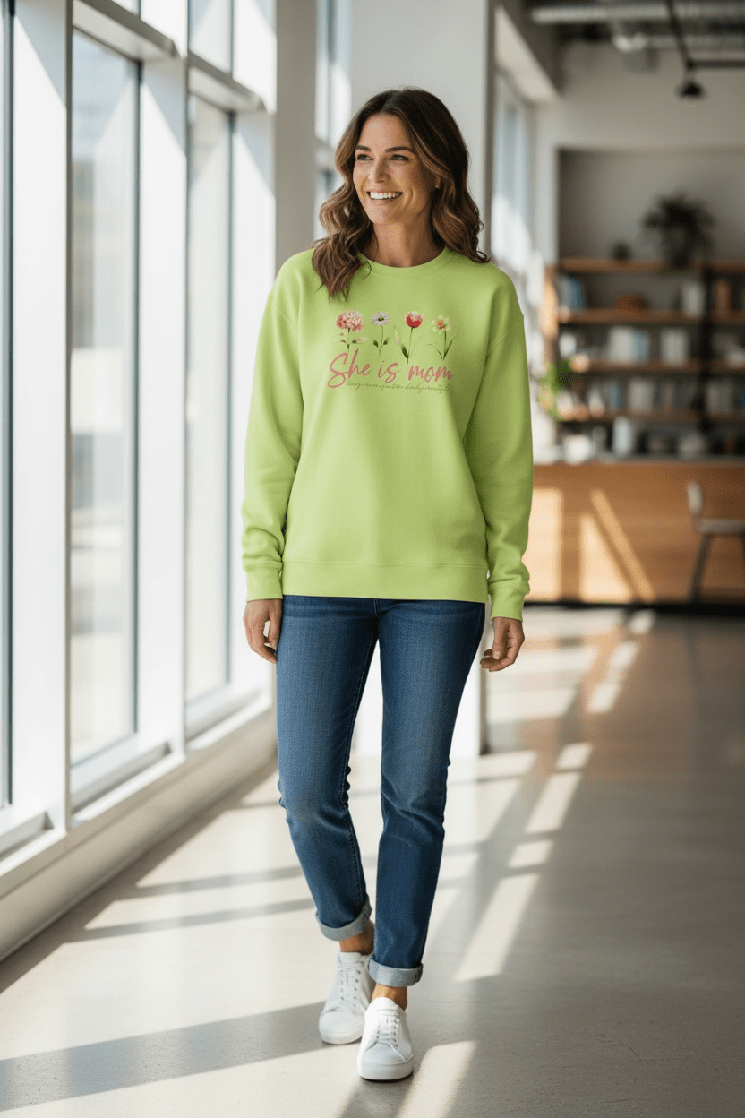 She Is Mom™ Crewneck – Strength in Softness - SuNise & Co