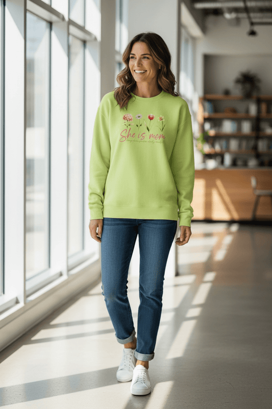 She Is Mom™ Crewneck – Strength in Softness - SuNise & Co
