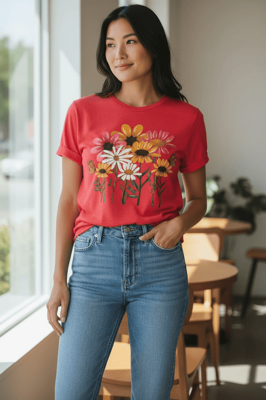 Wildflower Bloom Graphic Tee – Vintage Floral Summer Shirt - SuNise & Co